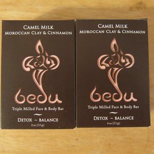 2 Bedu Camel Milk Soap Moroccan Clay & Cinnamon 4 oz Bar Soap